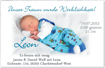 Babyanzeige von Leon  von Nordwest-Zeitung