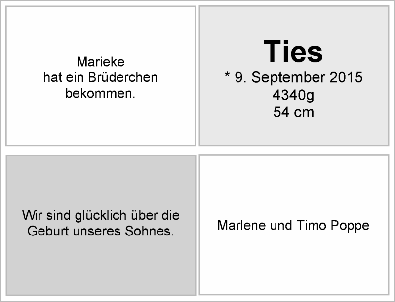 Anzeige für Ties  vom 10.10.2015 aus Nordwest-Zeitung