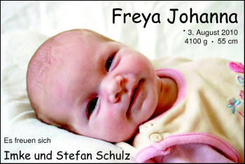 Babyanzeige von Freya Johanna Schulz von Nordwest-Zeitung