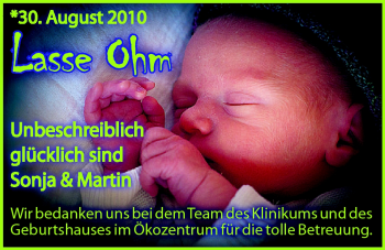 Babyanzeige von Lasse Ohm  von Nordwest-Zeitung