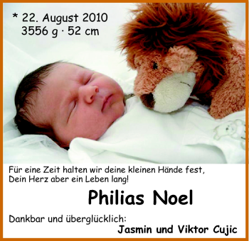 Babyanzeige von Philias Noel von Nordwest-Zeitung