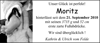 Babyanzeige von Moritz  von Nordwest-Zeitung