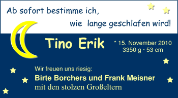 Babyanzeige von Tino Erik  von Nordwest-Zeitung