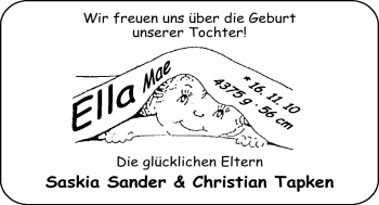 Babyanzeige von Ella Mae  von Nordwest-Zeitung