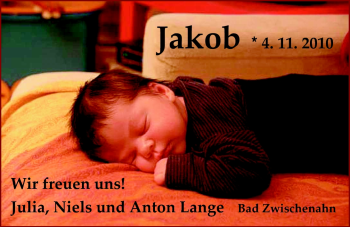 Babyanzeige von Jakob Lange von Nordwest-Zeitung