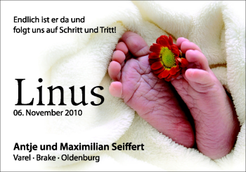 Babyanzeige von Linus  von Nordwest-Zeitung