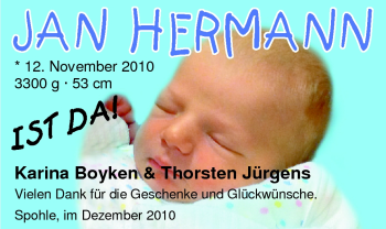 Babyanzeige von Jan Hermann  von Nordwest-Zeitung