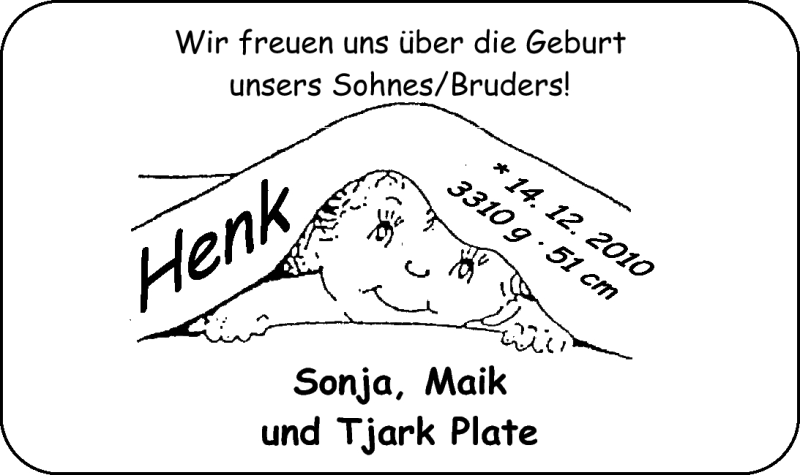 Anzeige für Henk Plate vom 18.12.2010 aus Nordwest-Zeitung