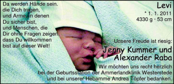 Babyanzeige von Levi  von Nordwest-Zeitung