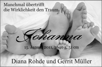 Babyanzeige von Johanna  von Nordwest-Zeitung