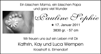 Babyanzeige von Pauline  von Nordwest-Zeitung