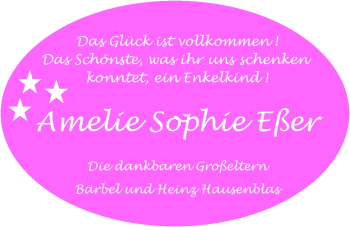 Babyanzeige von Amelie Sophie Eßer von Nordwest-Zeitung