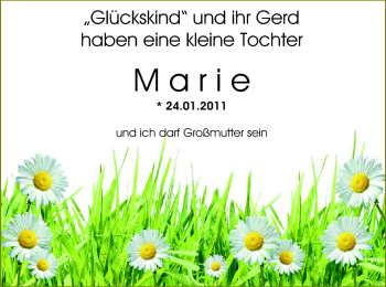 Babyanzeige von Marie  von Nordwest-Zeitung