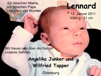 Babyanzeige von Lennard  von Nordwest-Zeitung