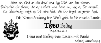 Babyanzeige von Theo van Lessen von Nordwest-Zeitung
