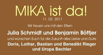 Babyanzeige von Mika  von Nordwest-Zeitung
