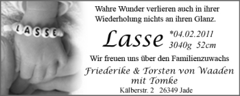 Babyanzeige von Lasse  von Nordwest-Zeitung