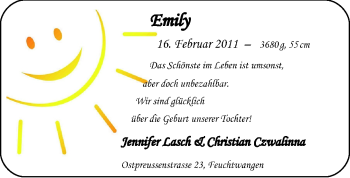 Babyanzeige von Emily  von Nordwest-Zeitung