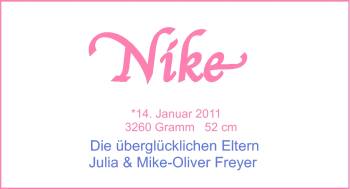 Babyanzeige von Nike  von Nordwest-Zeitung
