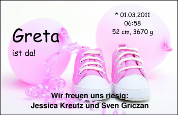 Babyanzeige von Greta  von Nordwest-Zeitung