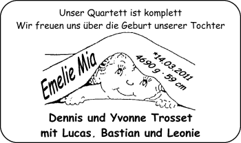 Babyanzeige von Emelie Mia  von Nordwest-Zeitung