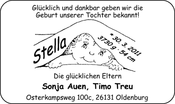 Babyanzeige von Stella  von Nordwest-Zeitung