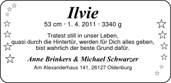 Babyanzeige von Ilvie  von Nordwest-Zeitung