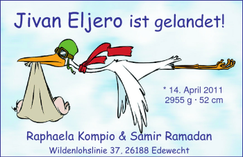 Babyanzeige von Jivan Eljero  von Nordwest-Zeitung