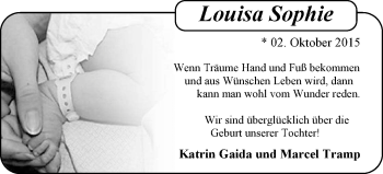 Babyanzeige von Louisa Sophie  von Nordwest-Zeitung