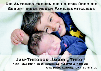 Babyanzeige von Jan-Theodor Jakob  von Nordwest-Zeitung