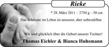 Babyanzeige von Rieke  von Nordwest-Zeitung
