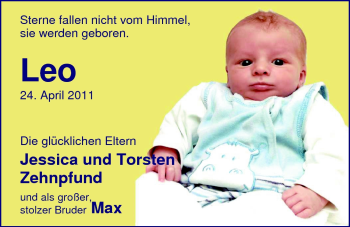 Babyanzeige von Leo Zehnpfund von Nordwest-Zeitung