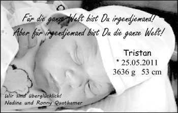 Babyanzeige von Tristan  von Nordwest-Zeitung
