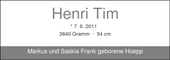 Babyanzeige von Henri Tim  von Nordwest-Zeitung