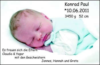 Babyanzeige von Konrad Paul  von Nordwest-Zeitung