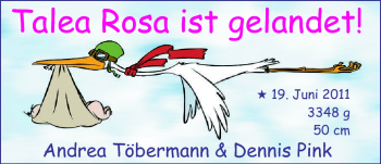 Babyanzeige von Talea Rosa Pink von Nordwest-Zeitung