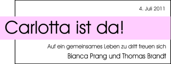 Babyanzeige von Carlotta  von Nordwest-Zeitung