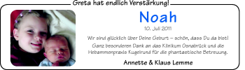 Babyanzeige von Noah  von Nordwest-Zeitung