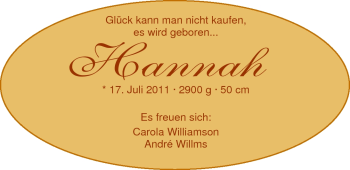 Babyanzeige von Hannah  von Nordwest-Zeitung