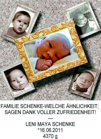 Babyanzeige von Leni Maya Schenke von Nordwest-Zeitung