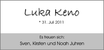 Babyanzeige von Luka Keno  von Nordwest-Zeitung