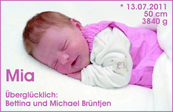 Babyanzeige von Mia Brüntjen von Nordwest-Zeitung