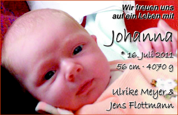 Babyanzeige von Johanna  von Nordwest-Zeitung