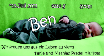 Babyanzeige von Ben Pradel von Nordwest-Zeitung