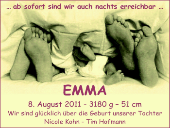 Babyanzeige von Emma  von Nordwest-Zeitung