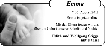 Babyanzeige von Emma  von Nordwest-Zeitung