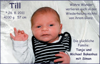 Babyanzeige von Till  von Nordwest-Zeitung