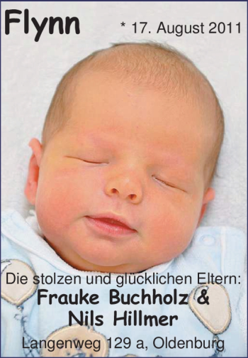 Babyanzeige von Fynn  von Nordwest-Zeitung