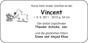 Babyanzeige von Vincent  von Nordwest-Zeitung