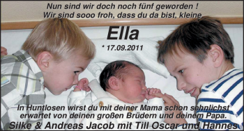 Babyanzeige von Ella  von Nordwest-Zeitung
